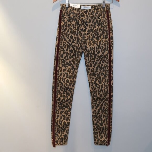 ZARA Woman The Skinny Jeans Leopard Print Velvet Tuxedo Stripe Premium Denim - Picture 3 of 13